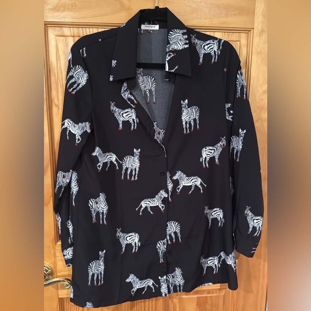 Black Zebra Print Women’s Shirt